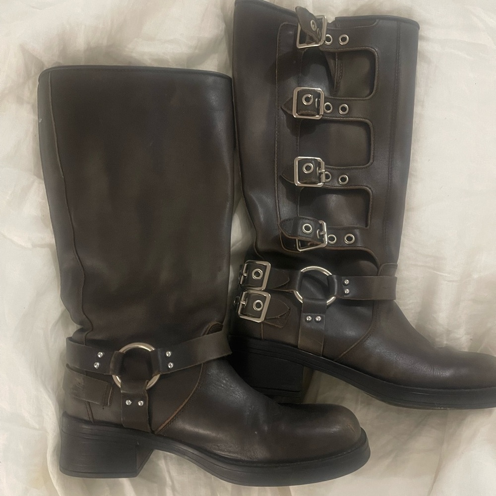Steve Madden Rocky Brown distressed Moto Boots